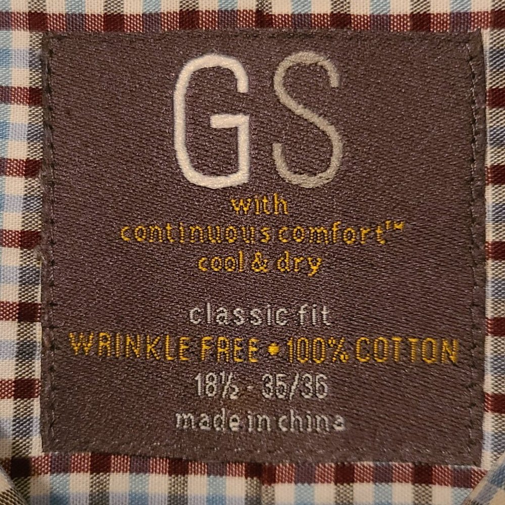 Gold Series Wrinkle-Free Cool & Dry Brown and Blue Checked Dress Shirt